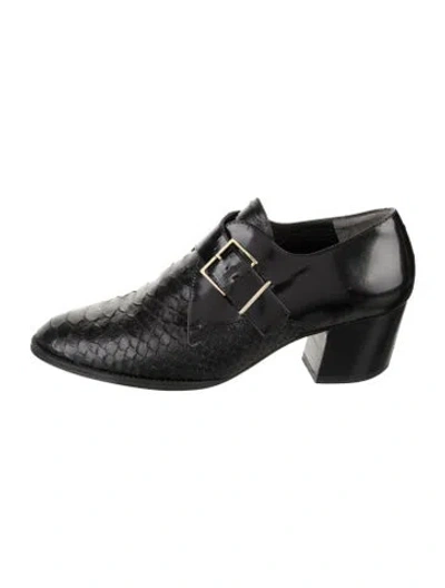 Pre-owned Robert Clergerie Leather Animal Print Flats In Black