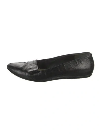 Pre-owned Robert Clergerie Leather Animal Print Loafers In Black