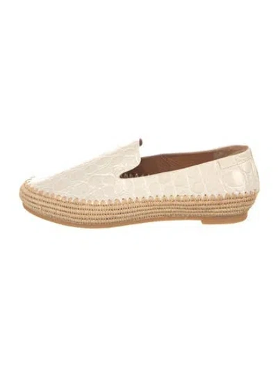 Pre-owned Robert Clergerie Leather Animal Print Loafers In White