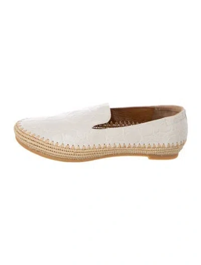 Pre-owned Robert Clergerie Leather Animal Print Loafers In White