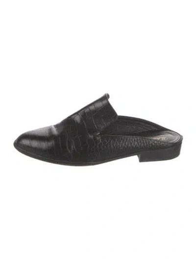 Pre-owned Robert Clergerie Leather Animal Print Mules In Black