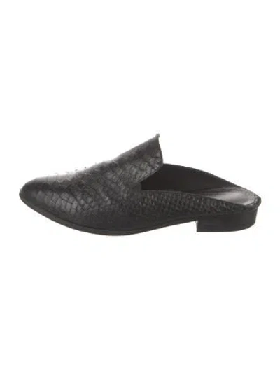 Pre-owned Robert Clergerie Leather Animal Print Mules In Black