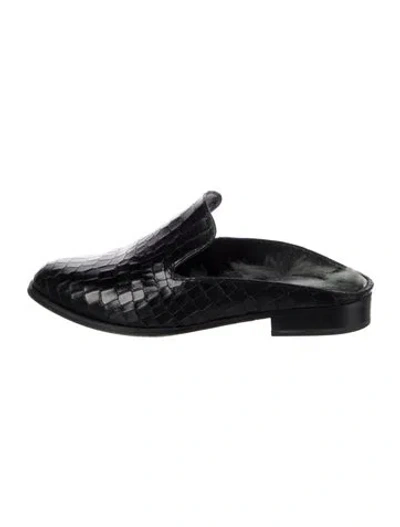 Pre-owned Robert Clergerie Leather Animal Print Mules In Black