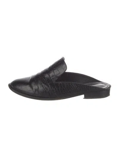 Pre-owned Robert Clergerie Leather Animal Print Mules In Black