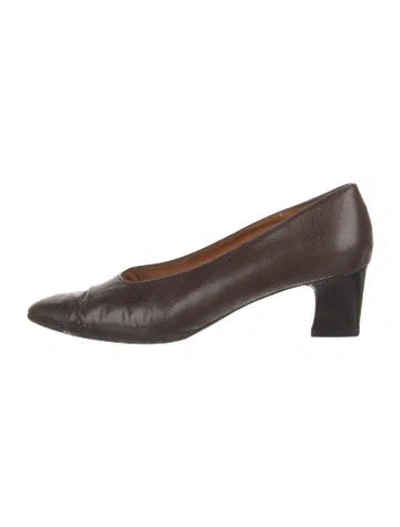 Pre-owned Robert Clergerie Leather Animal Print Pumps In Brown