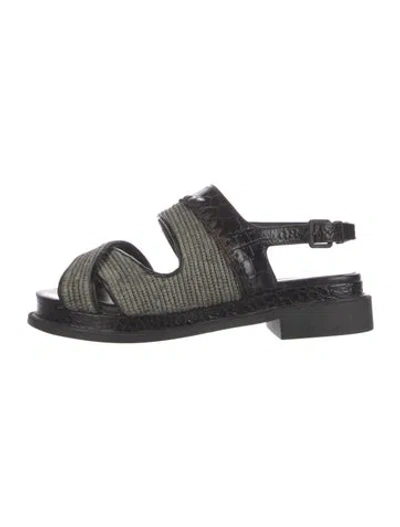 Pre-owned Robert Clergerie Leather Animal Print Sandals In Black