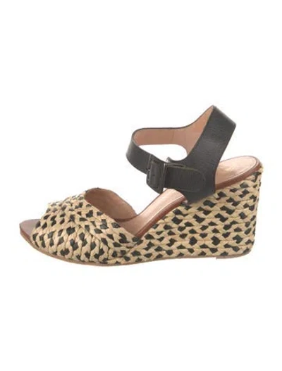 Pre-owned Robert Clergerie Leather Animal Print Sandals In Black