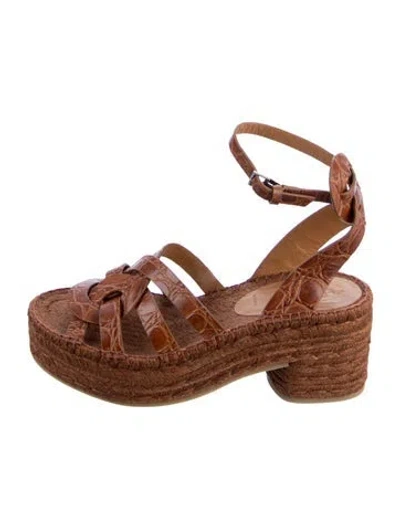 Pre-owned Robert Clergerie Leather Animal Print Sandals In Brown