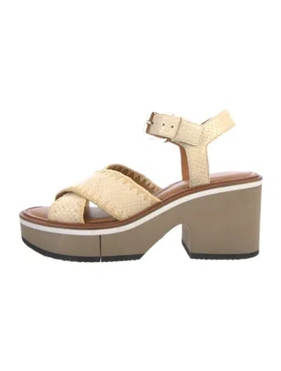 Pre-owned Robert Clergerie Leather Animal Print Sandals In Neutrals