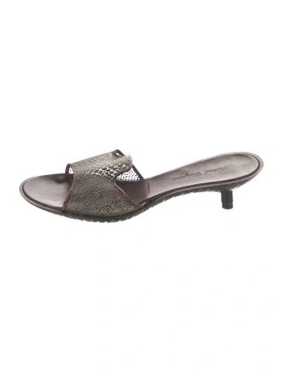 Pre-owned Robert Clergerie Leather Animal Print Slides In Neutrals