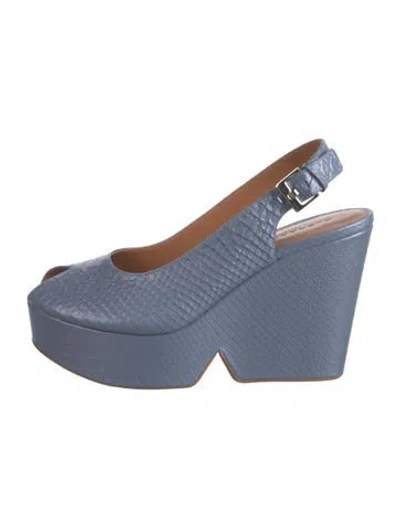 Pre-owned Robert Clergerie Leather Animal Print Slingback Pumps In Blue