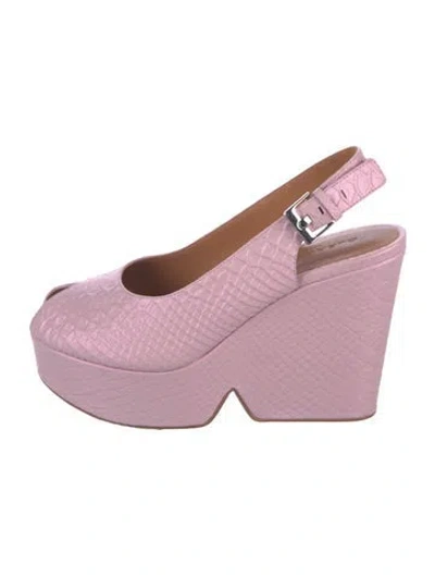 Pre-owned Robert Clergerie Leather Animal Print Slingback Pumps In Pink