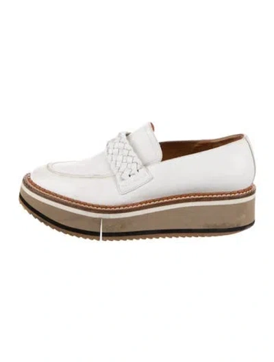 Pre-owned Robert Clergerie Leather Braided Accents Loafers In White