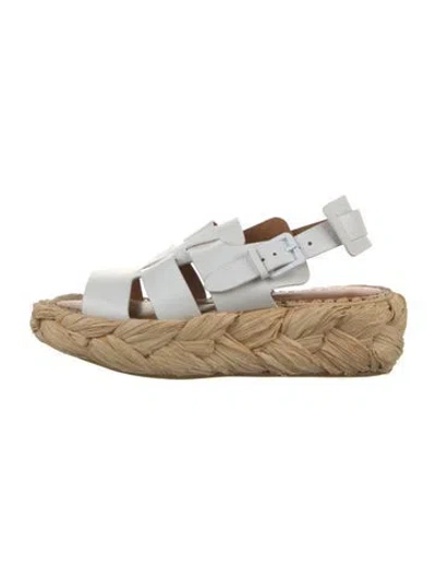 Pre-owned Robert Clergerie Leather Braided Accents Sandals In White