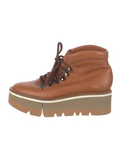 Pre-owned Robert Clergerie Leather Chunky Sneakers In Brown