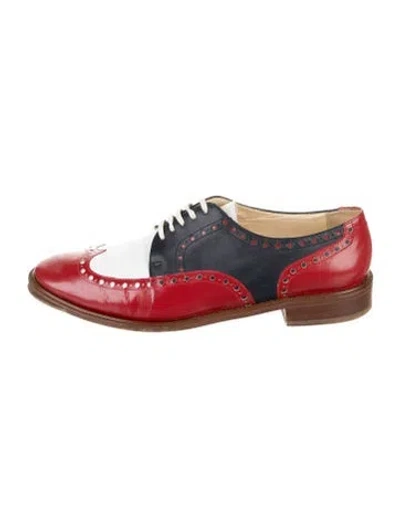 Pre-owned Robert Clergerie Leather Colorblock Pattern Brogues In Red
