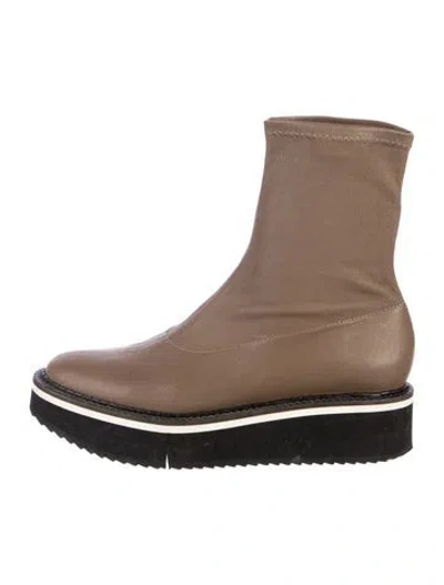 Pre-owned Robert Clergerie Leather Colorblock Pattern Chelsea Boots In Neutral