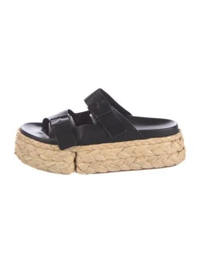 Pre-owned Robert Clergerie Leather Colorblock Pattern Espadrilles In Black
