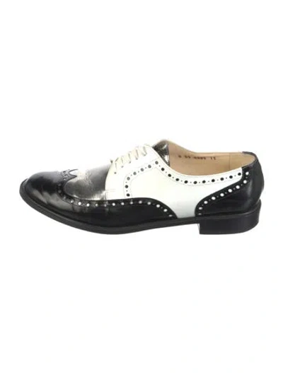 Pre-owned Robert Clergerie Leather Colorblock Pattern Oxfords In Black