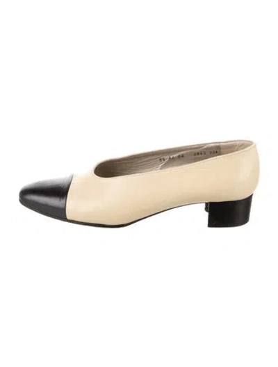 Pre-owned Robert Clergerie Leather Colorblock Pattern Pumps In Neutrals