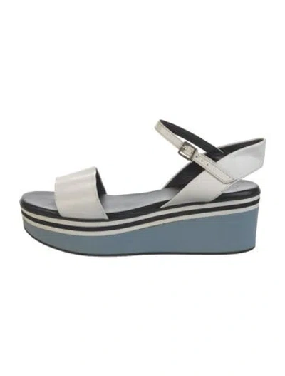 Pre-owned Robert Clergerie Leather Colorblock Pattern Sandals In Blue