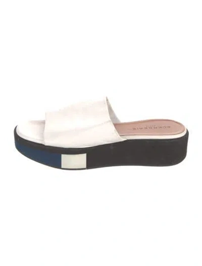 Pre-owned Robert Clergerie Leather Colorblock Pattern Slides In Black