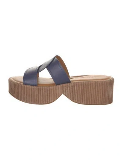 Pre-owned Robert Clergerie Leather Colorblock Pattern Slides In Neutral