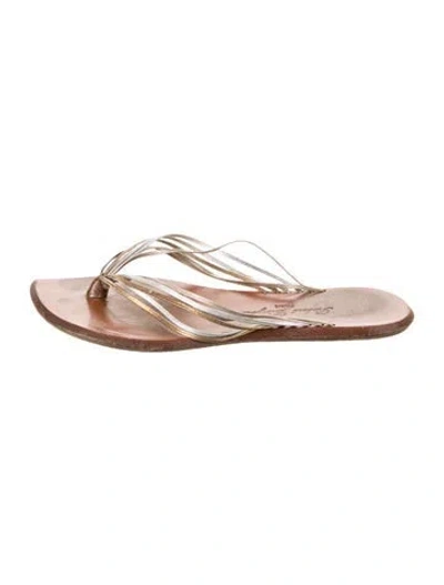 Pre-owned Robert Clergerie Leather Colorblock Pattern Slides In Pink