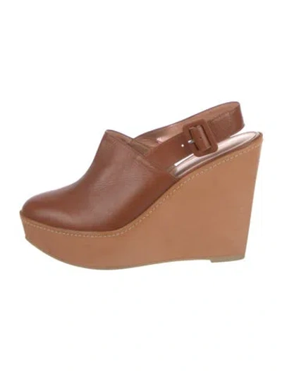 Pre-owned Robert Clergerie Leather Colorblock Pattern Slingback Pumps In Brown