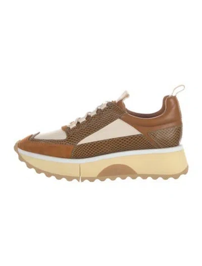 Pre-owned Robert Clergerie Leather Colorblock Pattern Sneakers In Neutral
