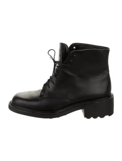 Pre-owned Robert Clergerie Leather Combat Boots In Black