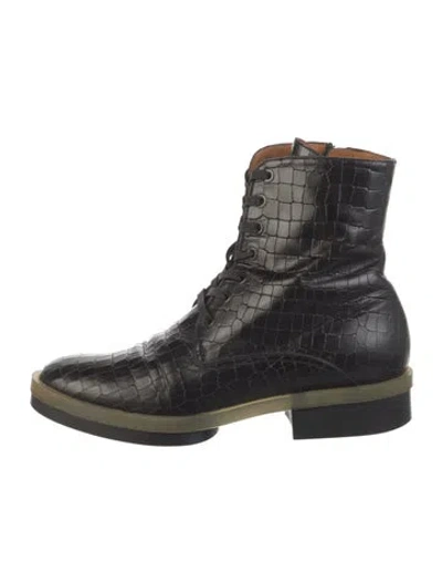 Pre-owned Robert Clergerie Leather Combat Boots In Black