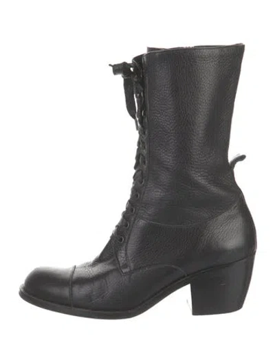 Pre-owned Robert Clergerie Leather Combat Boots In Black
