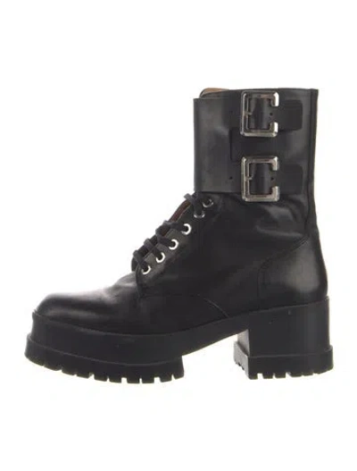 Pre-owned Robert Clergerie Leather Combat Boots In Black