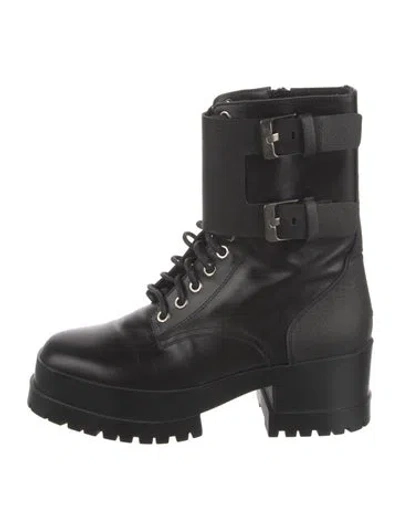 Pre-owned Robert Clergerie Leather Combat Boots In Black