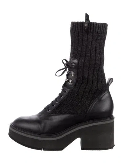 Pre-owned Robert Clergerie Leather Combat Boots In Black