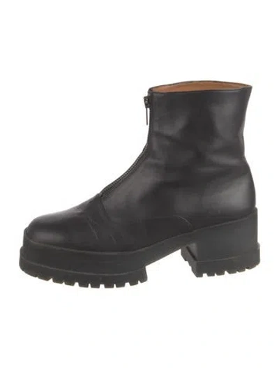 Pre-owned Robert Clergerie Leather Combat Boots In Black