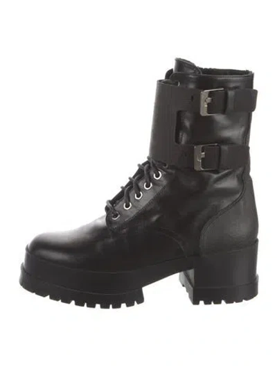 Pre-owned Robert Clergerie Leather Combat Boots In Black