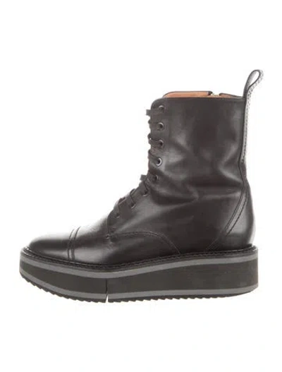 Pre-owned Robert Clergerie Leather Combat Boots In Black