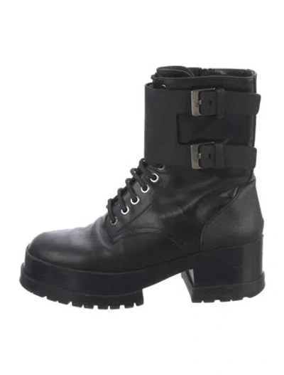 Pre-owned Robert Clergerie Leather Combat Boots In Black