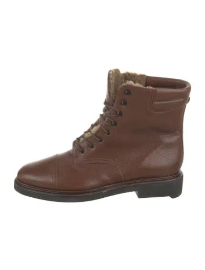 Pre-owned Robert Clergerie Leather Combat Boots In Brown