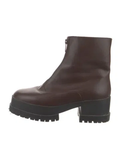 Pre-owned Robert Clergerie Leather Combat Boots In Brown