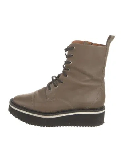 Pre-owned Robert Clergerie Leather Combat Boots In Neutral