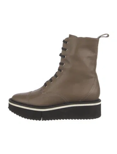 Pre-owned Robert Clergerie Leather Combat Boots In Neutral