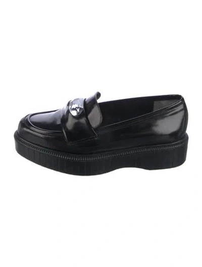 Pre-owned Robert Clergerie Leather Crystal Embellishments Loafers In Black