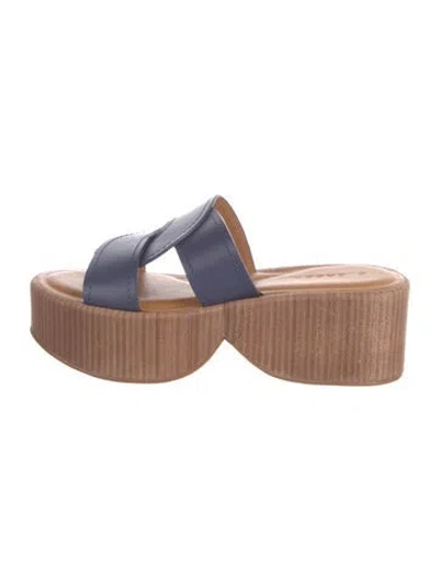 Pre-owned Robert Clergerie Leather Cutout Accent Slides In Brown