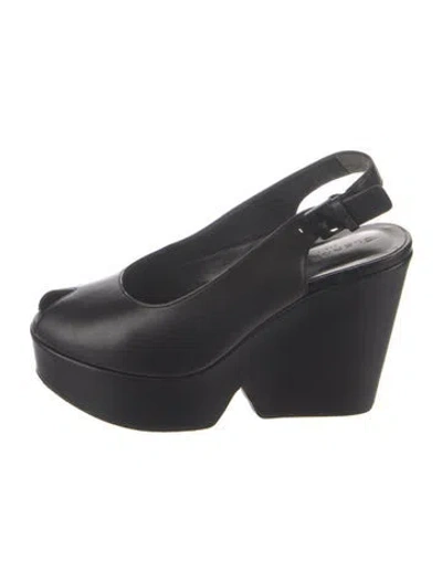 Pre-owned Robert Clergerie Leather Cutout Accent Slingback Pumps In Black