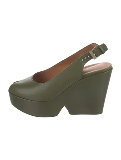 Pre-owned Robert Clergerie Leather Cutout Accent Slingback Pumps In Green