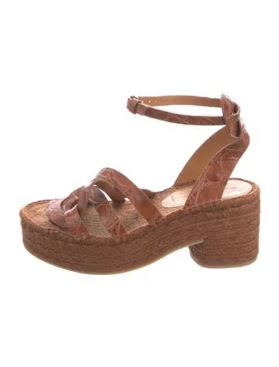 Pre-owned Robert Clergerie Leather Espadrilles In Brown
