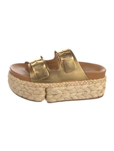 Pre-owned Robert Clergerie Leather Espadrilles W/ Tags In Brown